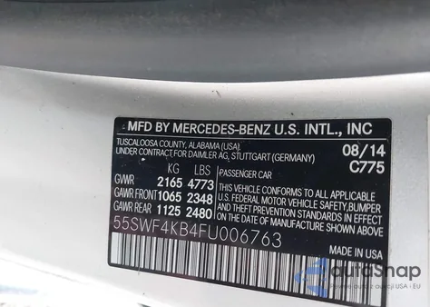 2015 Mercedes-Benz C 300 4Matic из США, поврежденный, VIN 55SWF4KB4FU006763